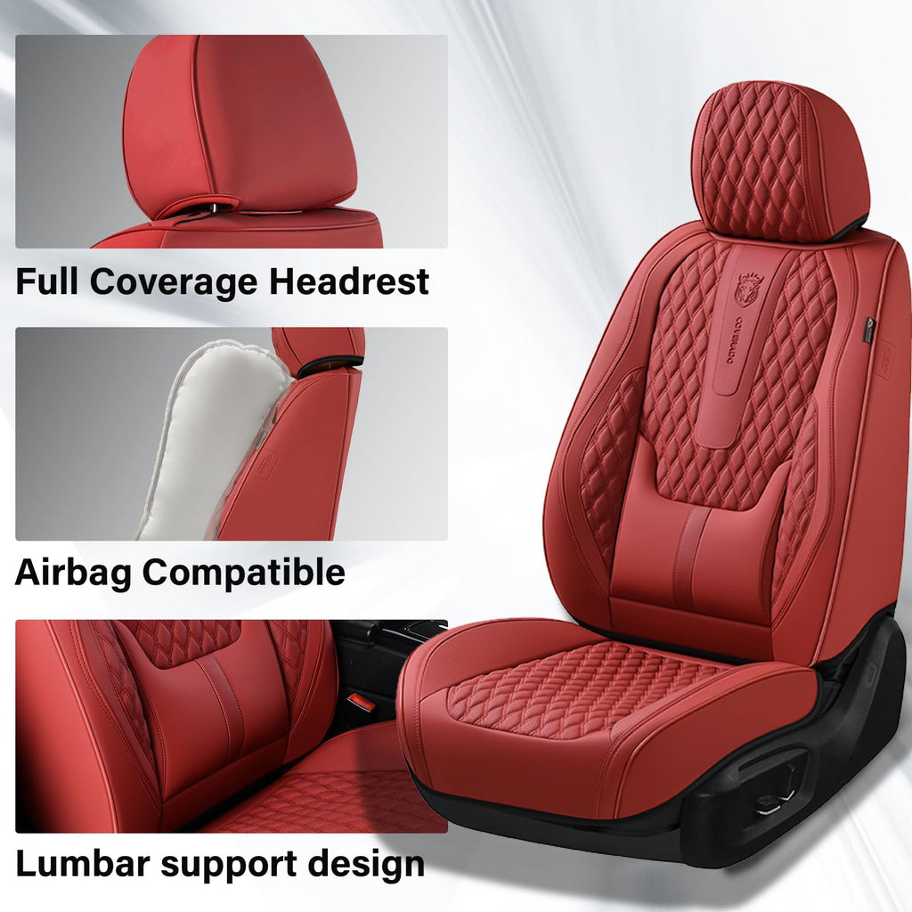 Red Full Set Nappa Leather Car Seat Covers T7818
