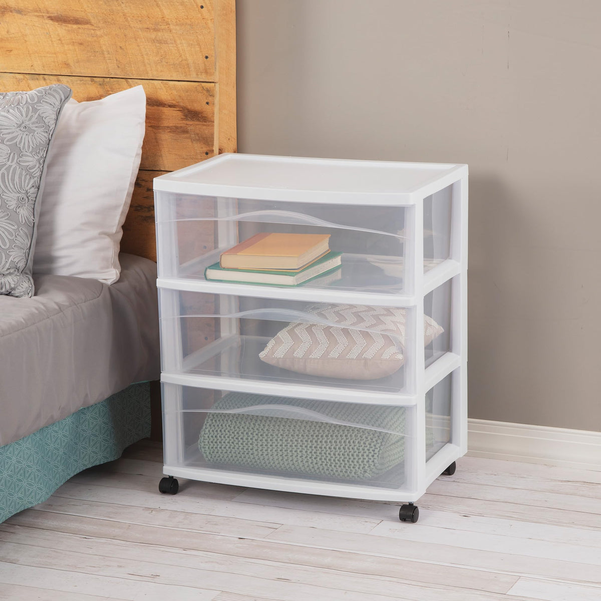 Wide 3 Drawer Plastic Rolling Storage Cart P198511