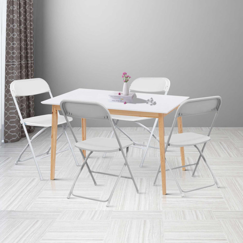 10 Pack White Plastic Folding Chairs with Steel Frame Q63319
