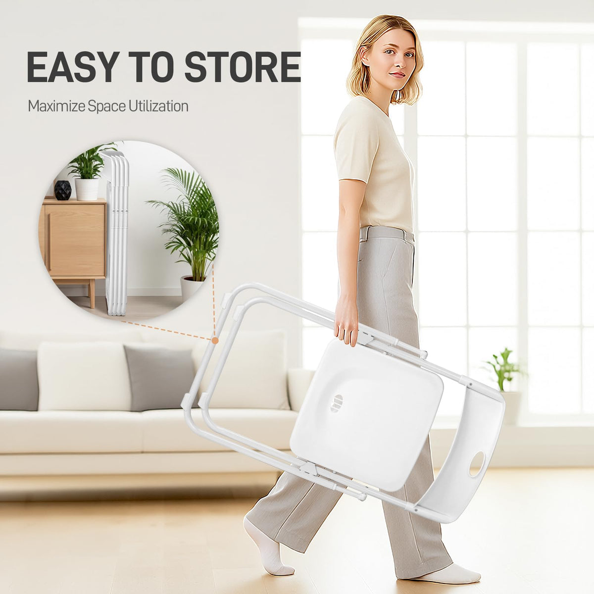 Folding Chairs Set of 10 White Plastic V7227