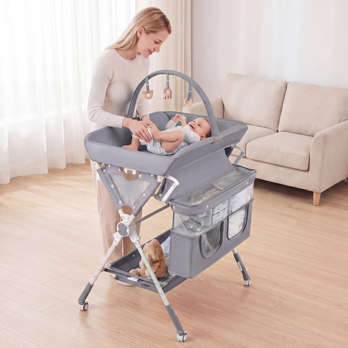 Portable Baby Changing Table with Wheels Y42722
