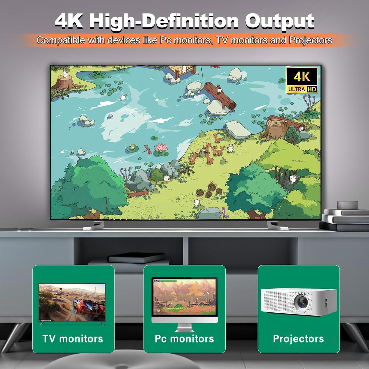 Retro Gaming Console with Dual Wireless Controllers 4K HDMI Output 64GB Y8343