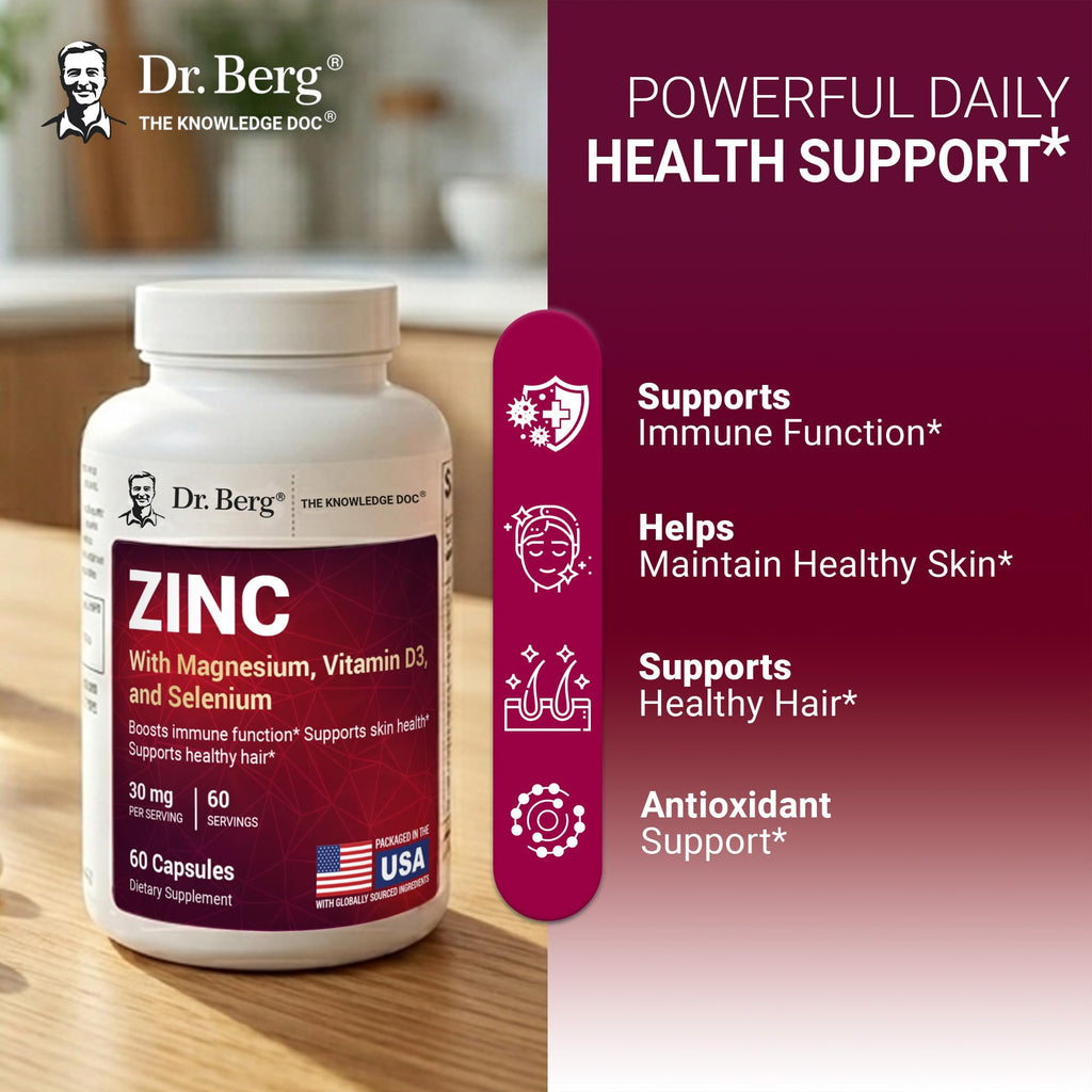 Zinc 30 mg 60 Capsules Chelated with Vitamin D & Selenium U3050