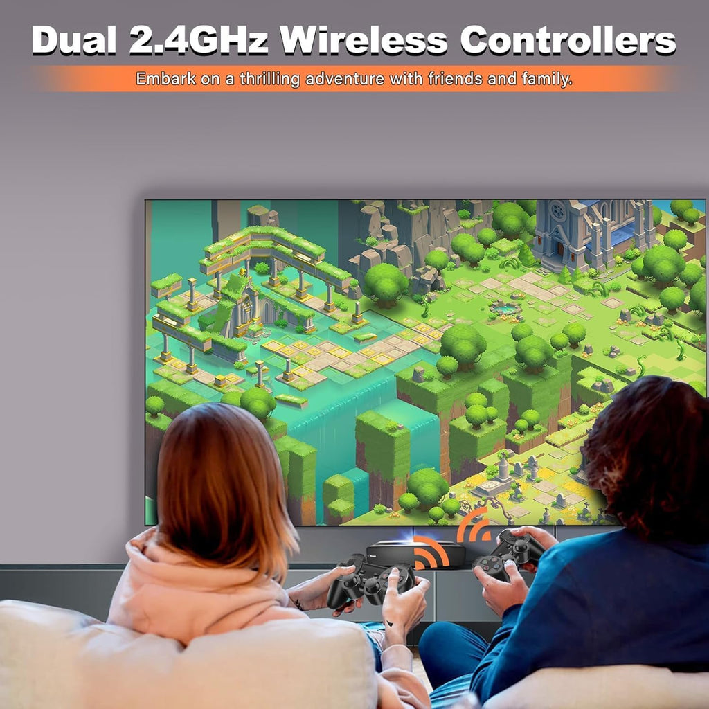 Retro Gaming Console with Dual Wireless Controllers 4K HDMI Output 64GB Y8343