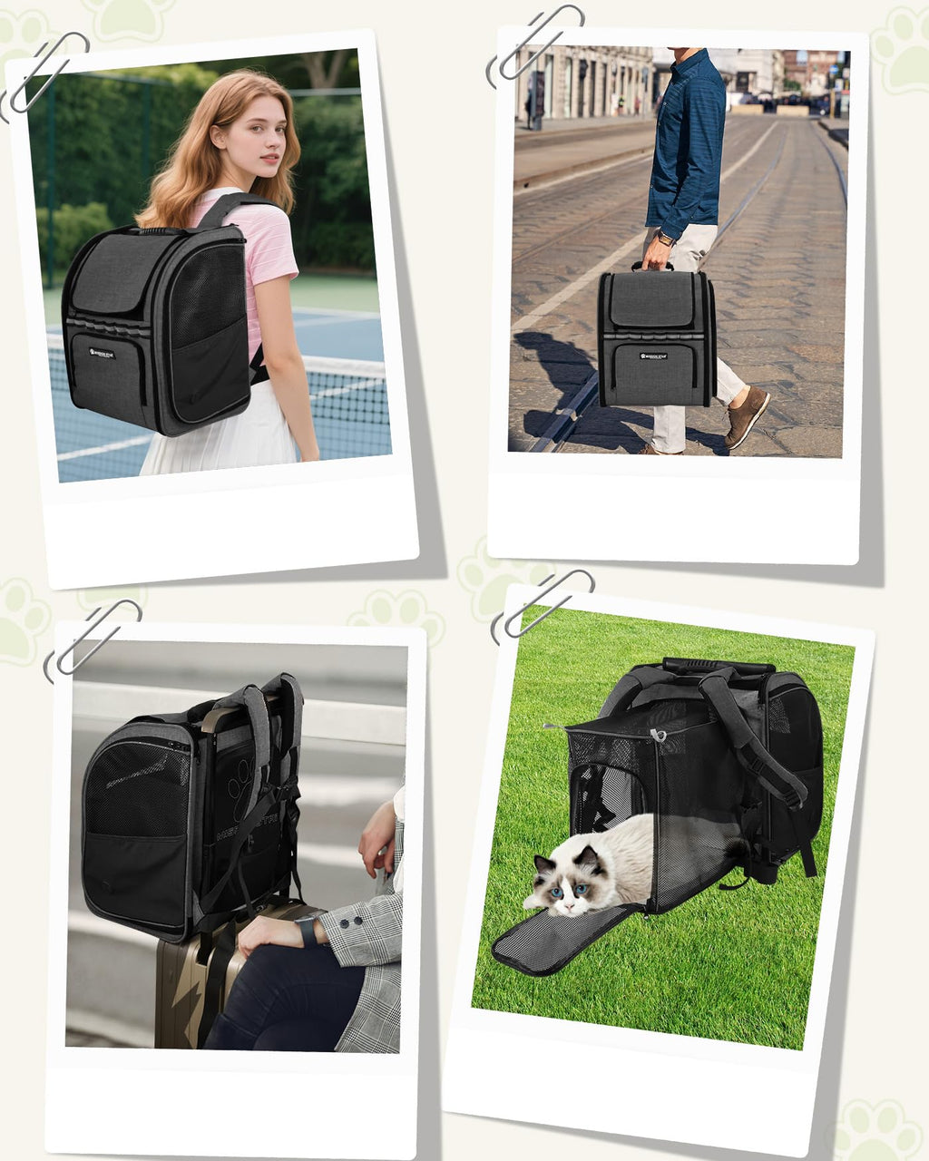 Expandable Breathable Mesh Cat Dog Carrier Backpack J501