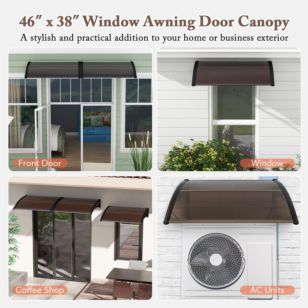46" x 38" Polycarbonate Door Awning Canopy O916