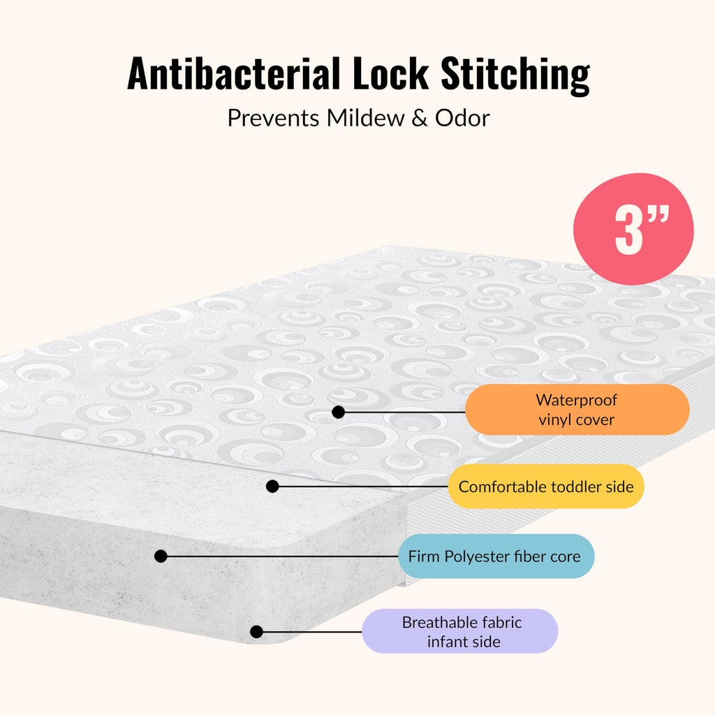 2-in-1 Portable Mini Crib Mattress T29039