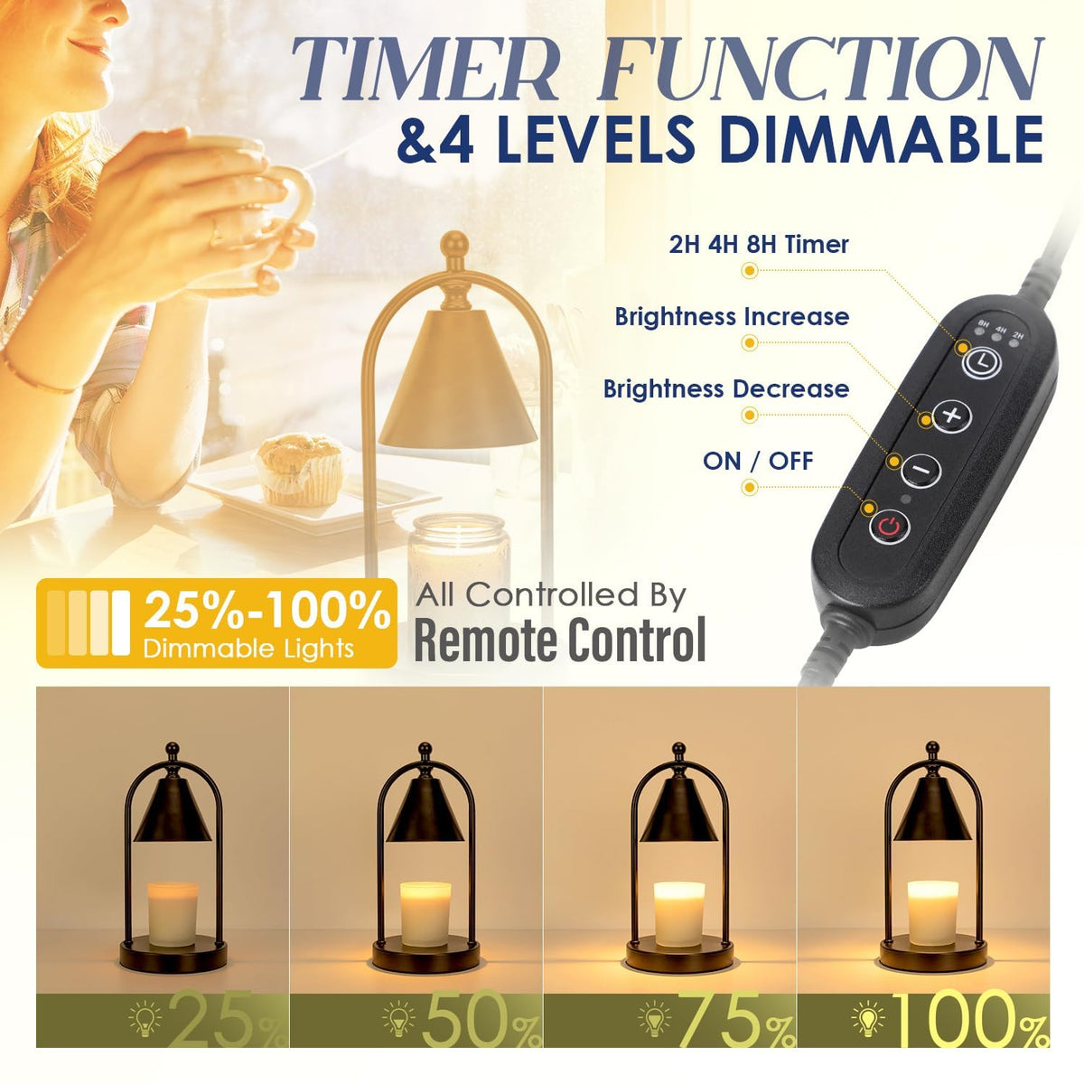 Black Candle Warmer Lamp with Timer Q999720