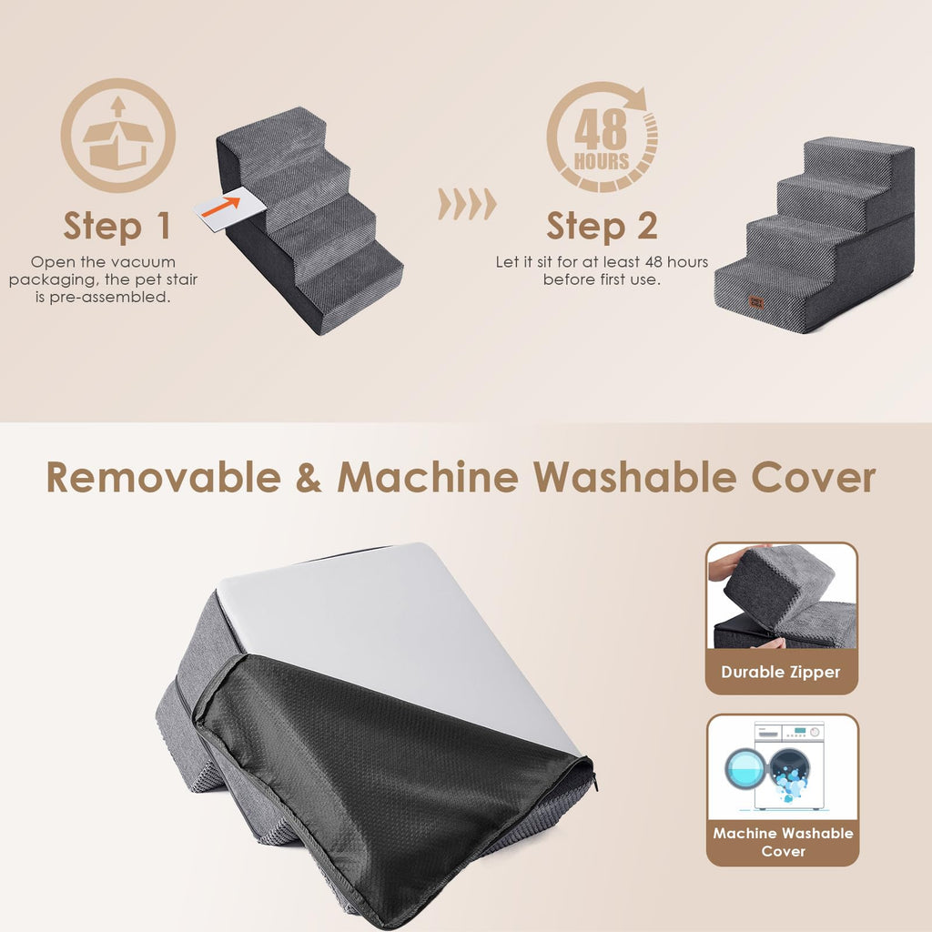 4-Step Grey Dog Stairs A6320