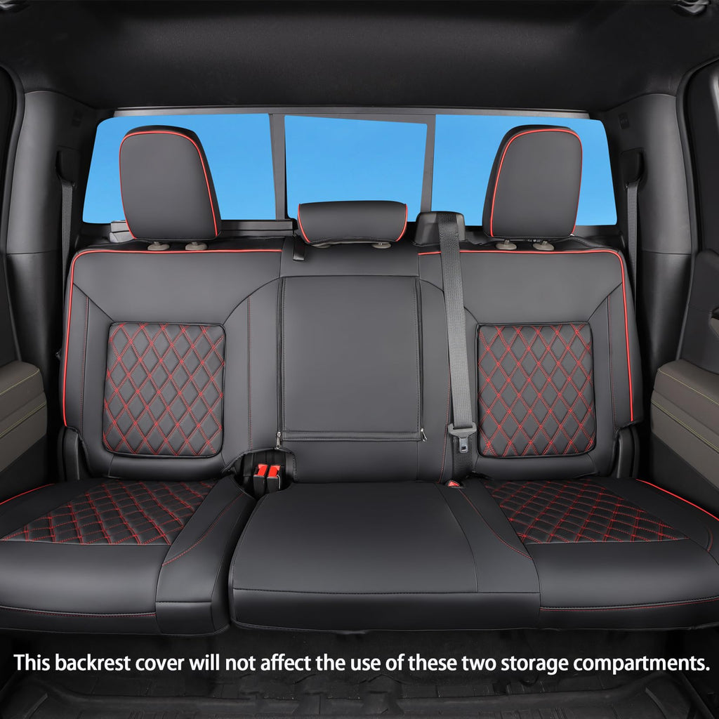 Faux Leather Seat Covers Full Set Black with Red Trim N5270