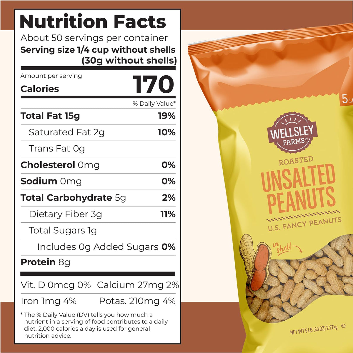 Unsalted Roasted In-Shell Peanuts 5 lb Bag X462