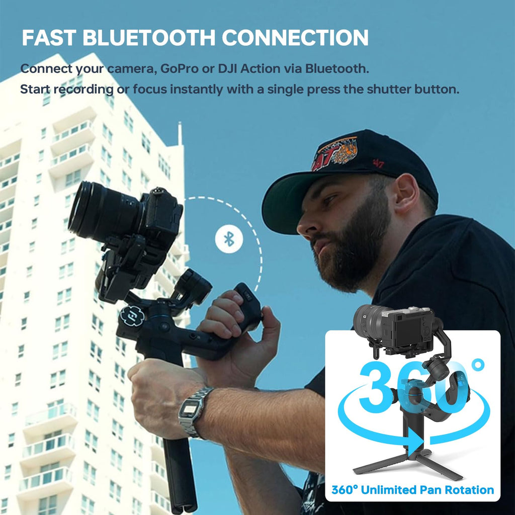 Camera Gimbal with AI Tracker, Detachable Remote Handle, Payload 4.4lbs, Bluetooth Control A930