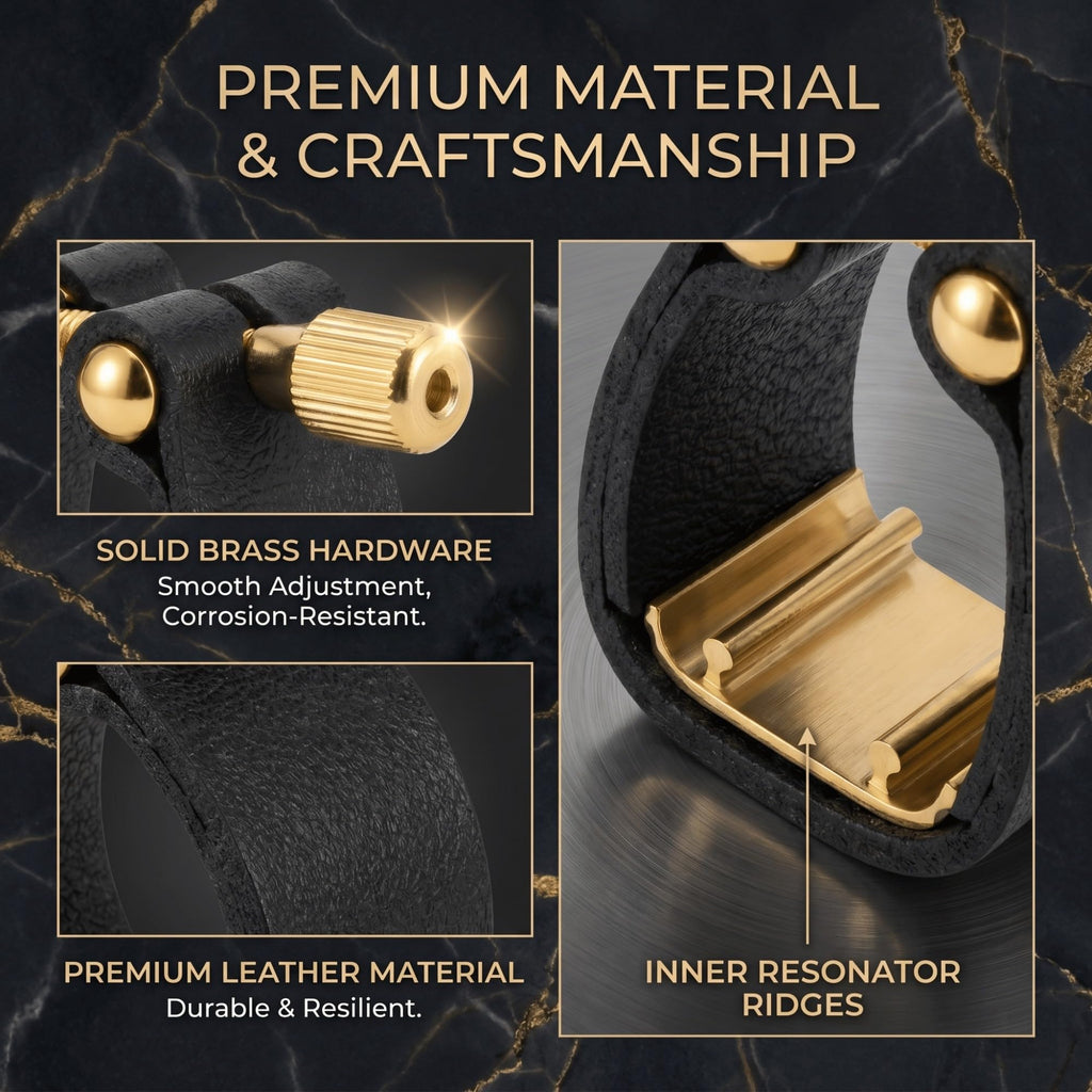 Adjustable Single-Screw Leather Alto Saxophone Ligature Q550