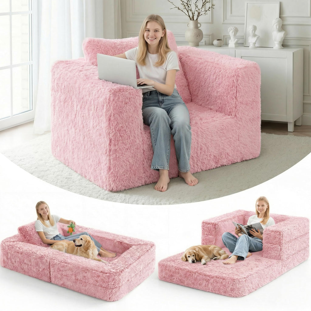Convertible Sofa Bed 3-in-1 Futon with Pillow Y9763