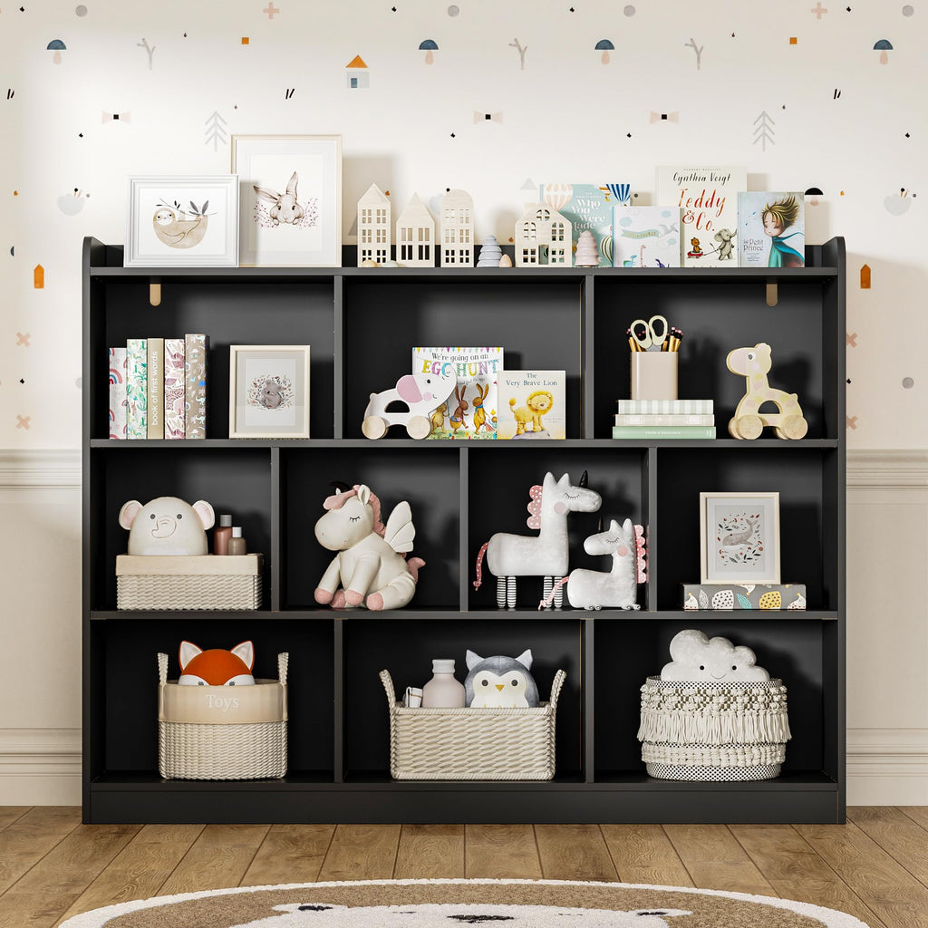 Black 3 Tier Wood Bookshelf U311896