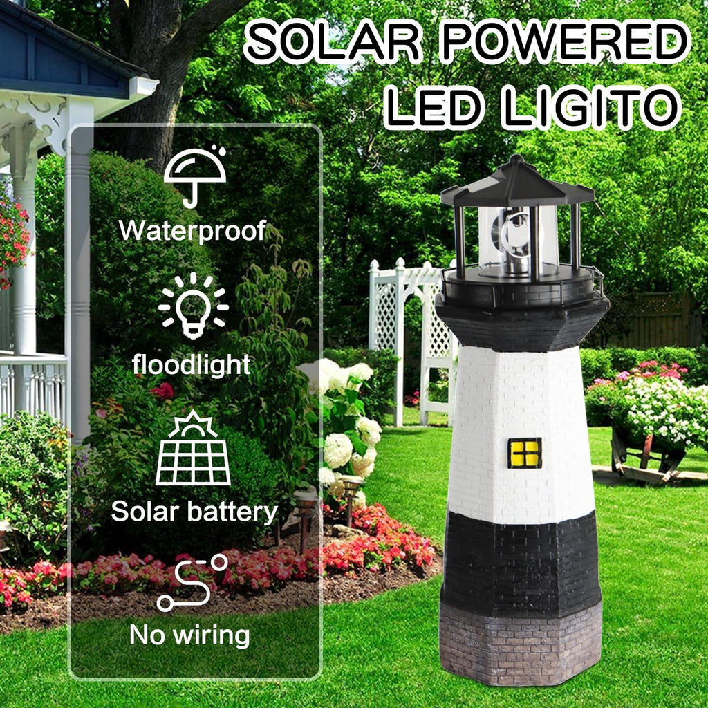 Solar Powered Lighthouse Garden Light with Rotating Beacon G887