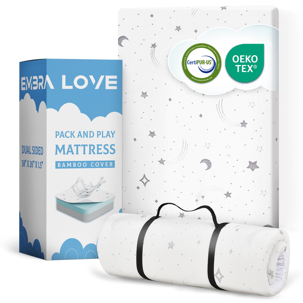 38"x26"x1.5" Bamboo Cover Waterproof Gel Memory Foam Pack n Play Mattress R15502