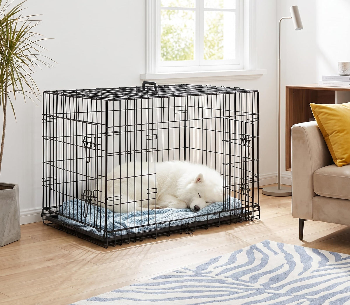 48 inch Folding Metal Wire Dog Crate with Double Door B28549