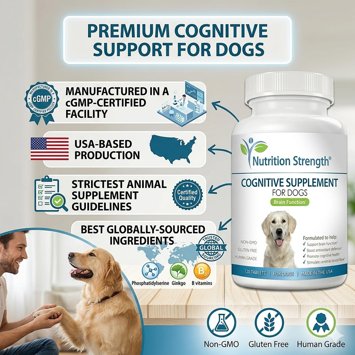 120 Chewable Tablets Cognitive Support Dog Supplement A884106