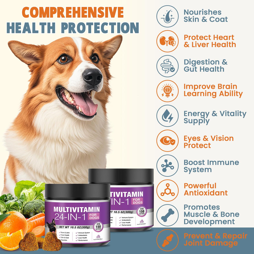 Chewable Dog Multivitamin 300 Ct with Chondroitin Probiotics Omega-3 Glucosamine C8075