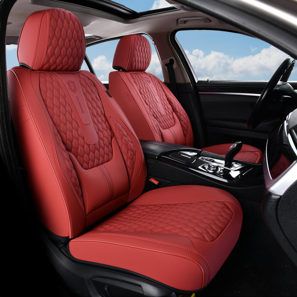 Red Full Set Nappa Leather Car Seat Covers T7818