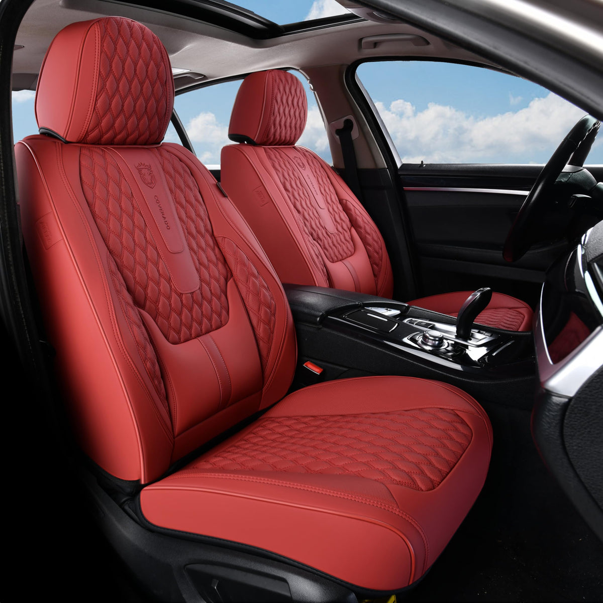 Red Full Set Nappa Leather Car Seat Covers T7818