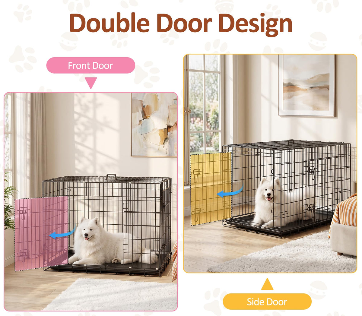 48 inch Folding Metal Wire Dog Crate with Double Door B28549