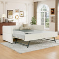 Twin Size Beige Boucle Upholstered Daybed with Trundle Z446
