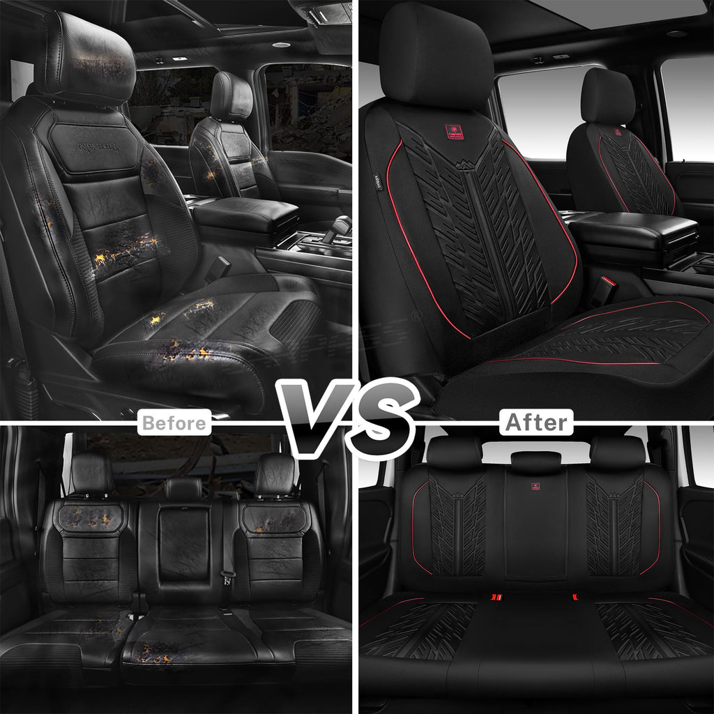 Waterproof Neoprene Car Seat Covers Full Set 5 Seats Black Red H888