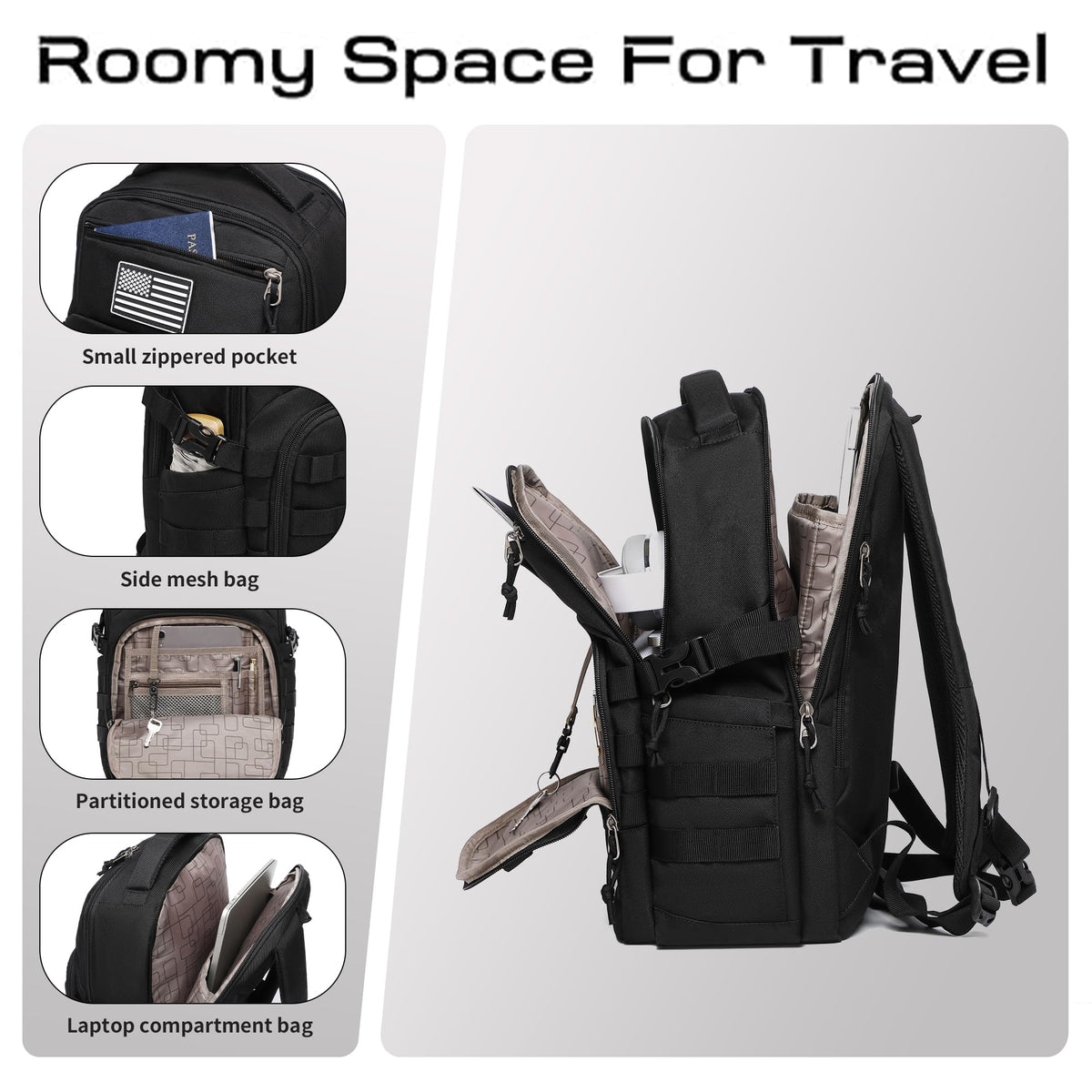 Black Small Tactical Backpack X4708