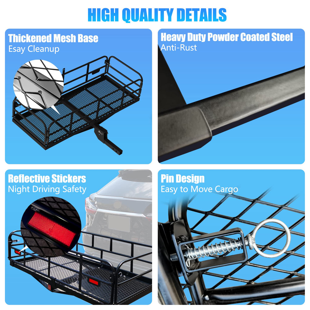 500 Lbs Heavy Duty Hitch Mount Cargo Carrier 60"x24"x14.4" Folding Y63129