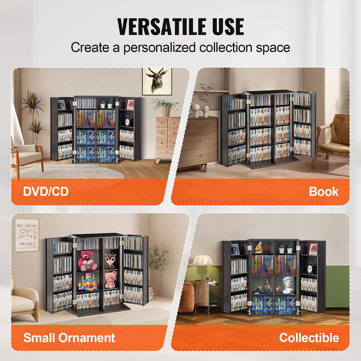 Espresso Media Storage Cabinet with Doors and Shelves S945097