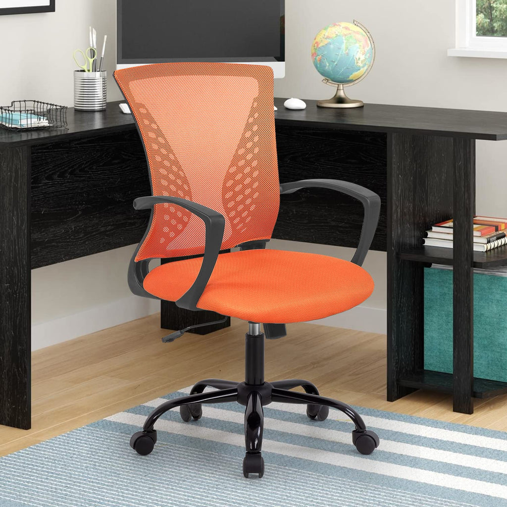 Orange Ergonomic Mesh Office Chair with Lumbar Support Armrest R775