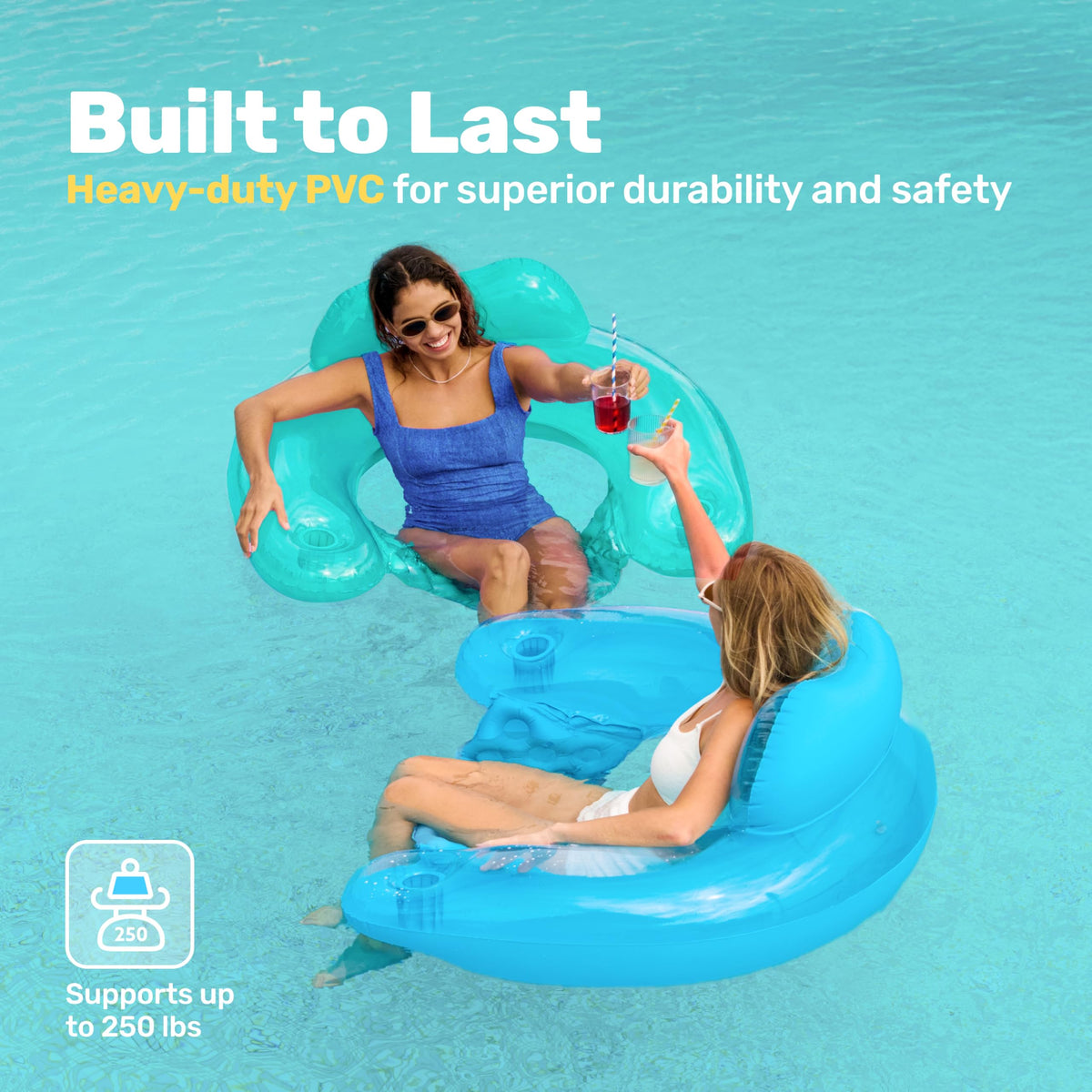2 Pack Inflatable Pool Chairs with Cup Holders F335