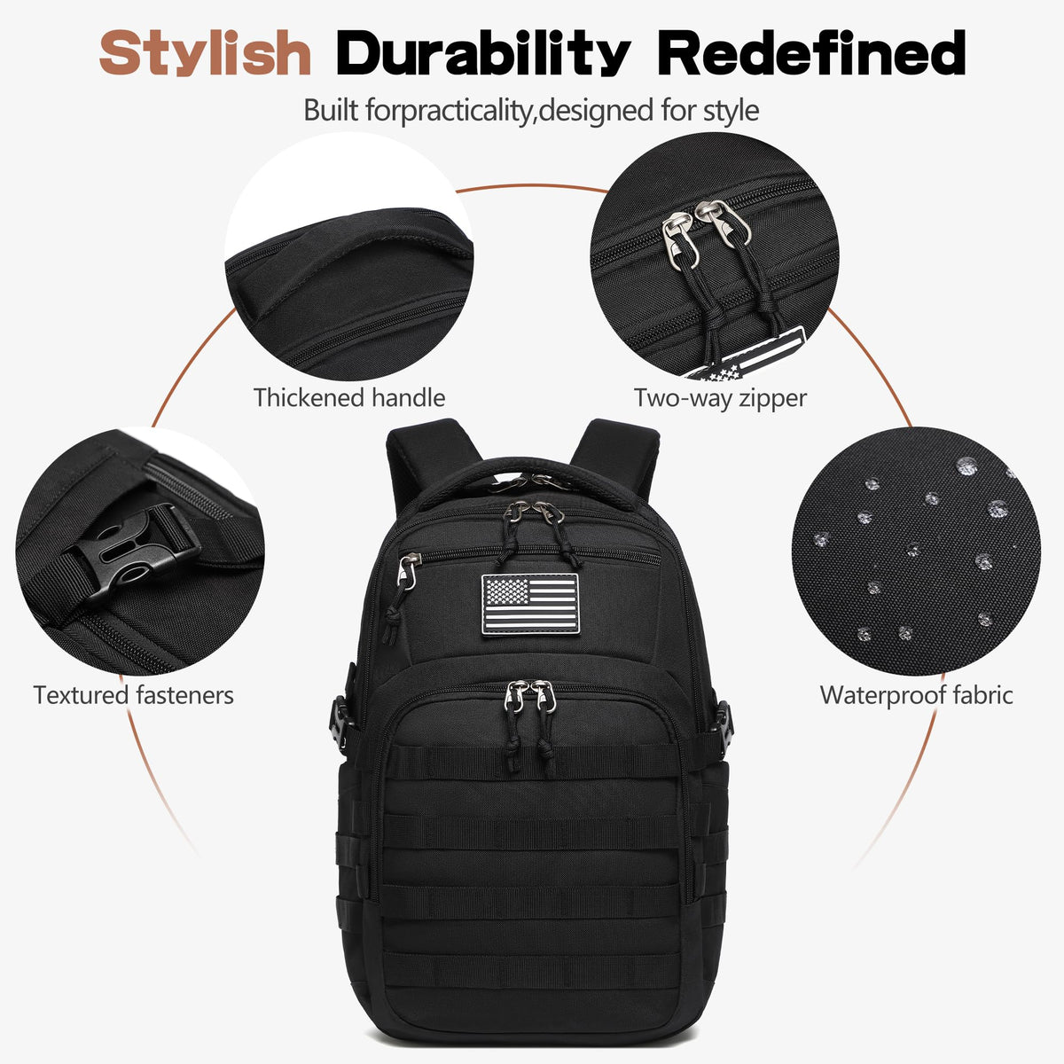 Black Small Tactical Backpack X4708