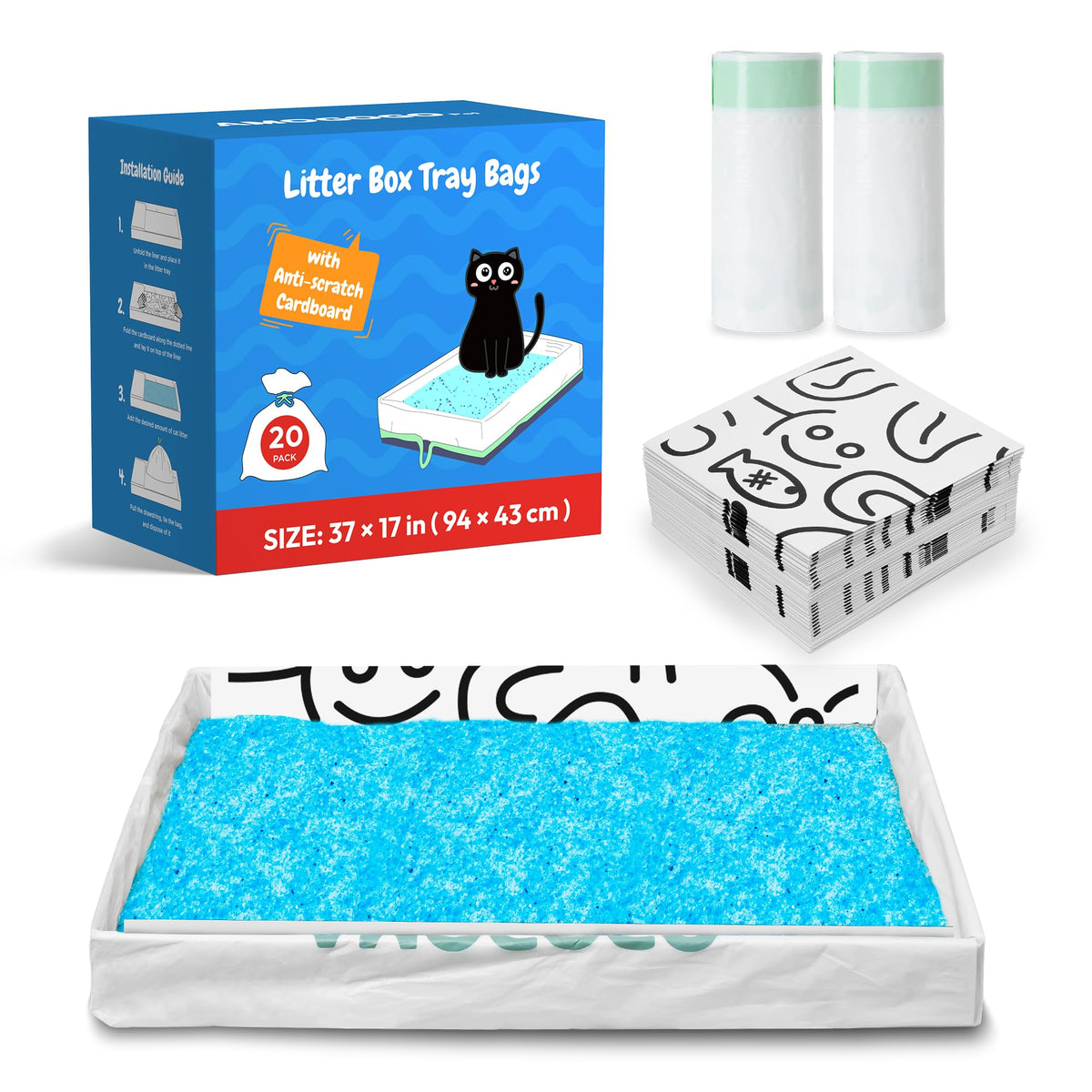 20 Pack Cat Litter Bags with Drawstring C39909