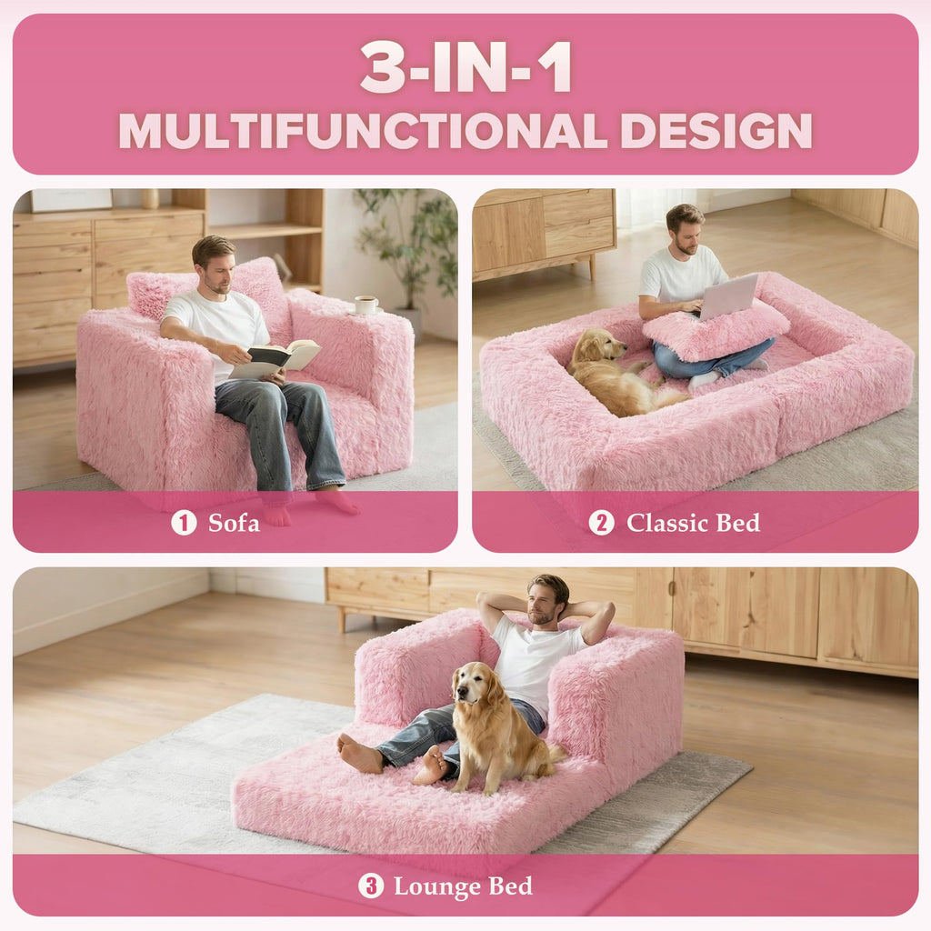 Convertible Sofa Bed 3-in-1 Futon with Pillow Y9763