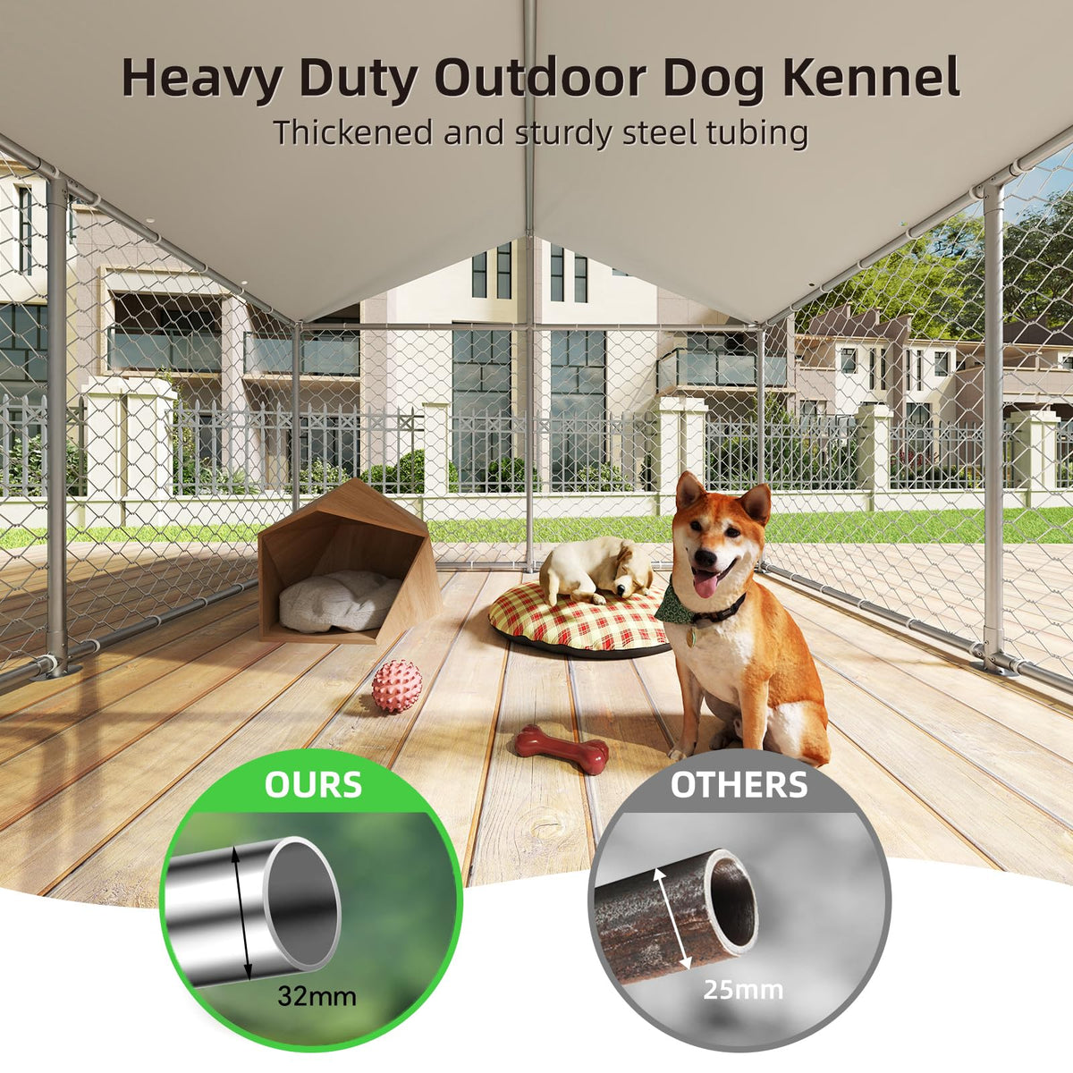 10x10FT Heavy Duty Outdoor Dog Kennel with Roof D117094