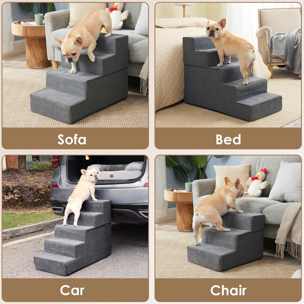 4-Step Grey Dog Stairs A6320