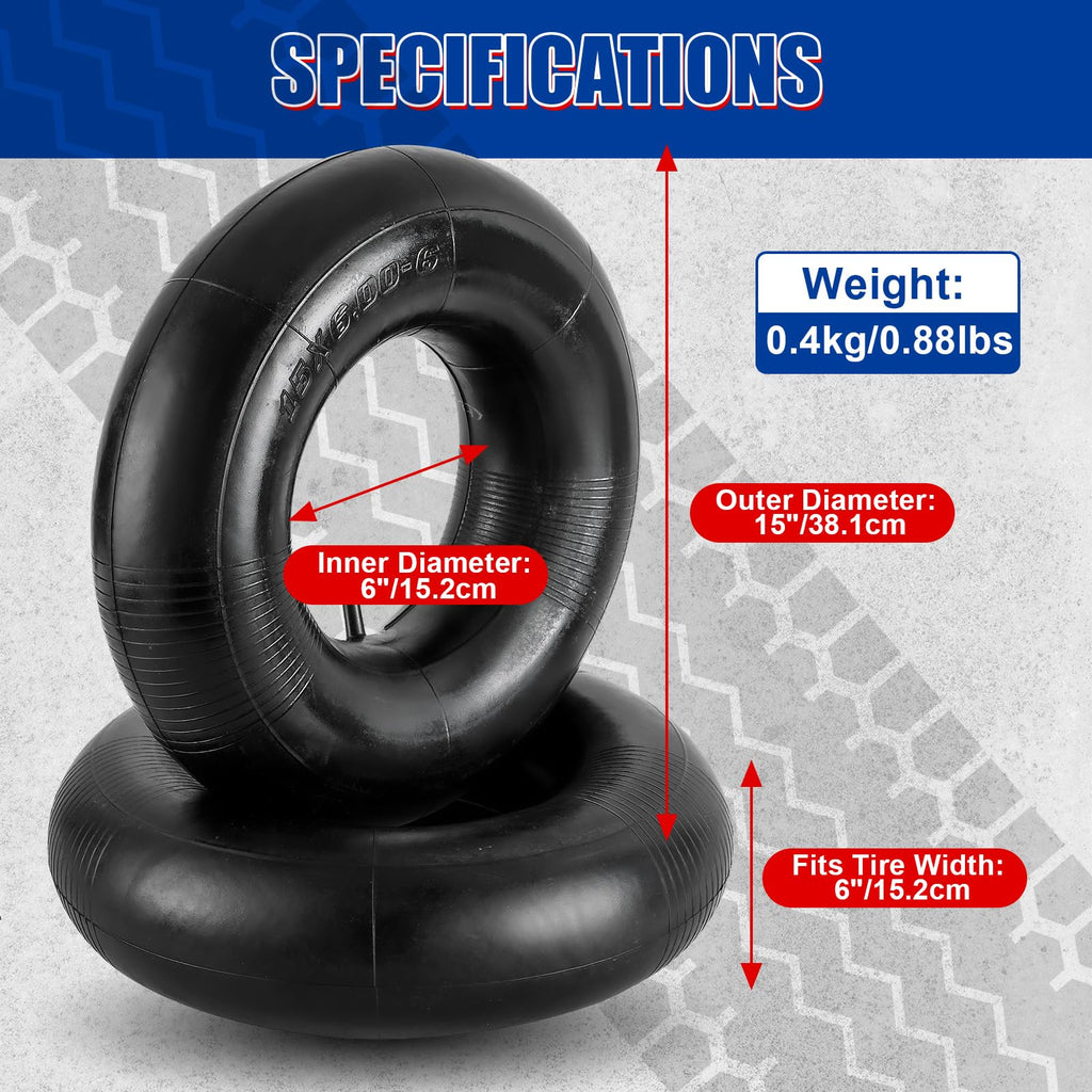 2 Pack 15 x 6.00-6 Inner Tubes Set S5634