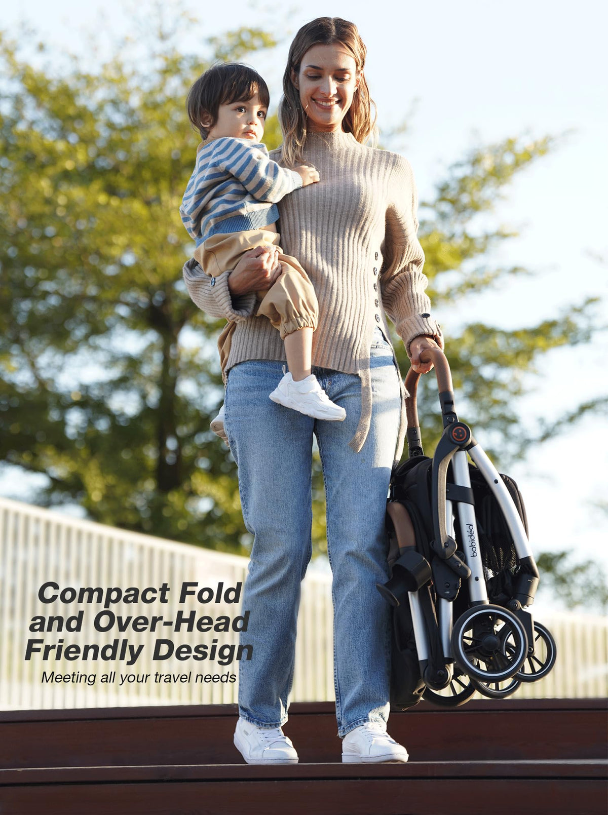 Lightweight Self-Folding Baby Stroller with Canopy and Cup Holder D152