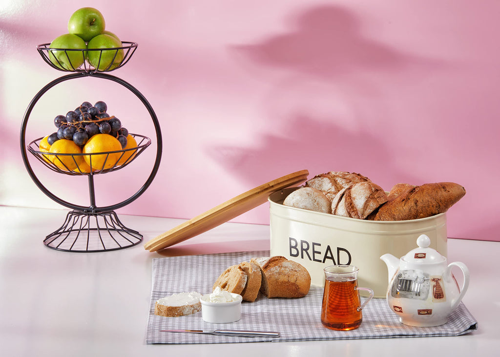 Metal Bread Box with Bamboo Lid O843318