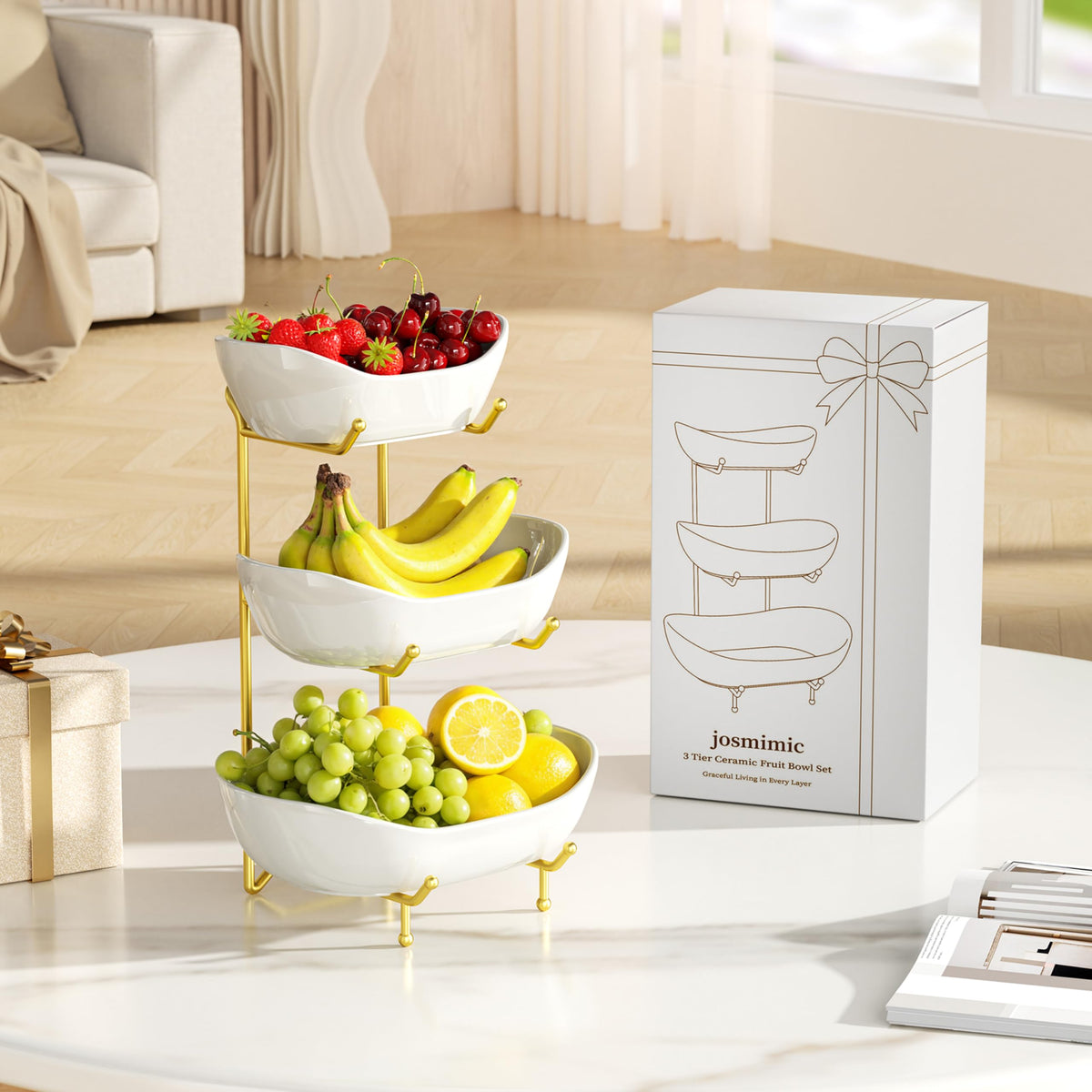 Ceramic 3 Tier Fruit Bowl R675