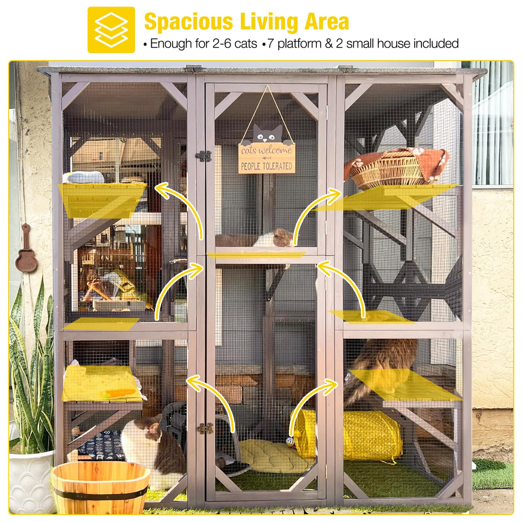 Extra Large 5-Level Outdoor Cat Enclosure with Cover I9691