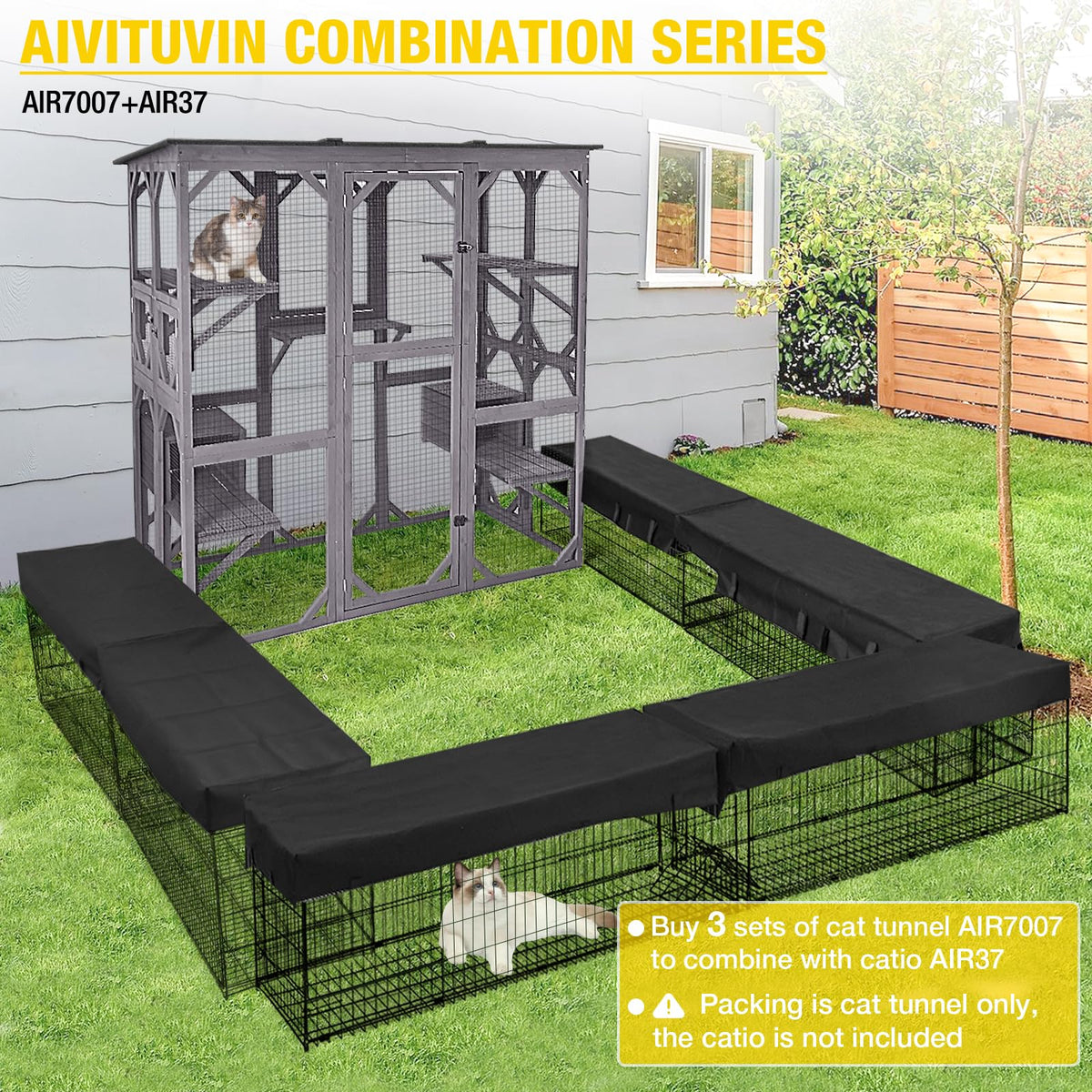 Extra Large 5-Level Outdoor Cat Enclosure with Cover I9691