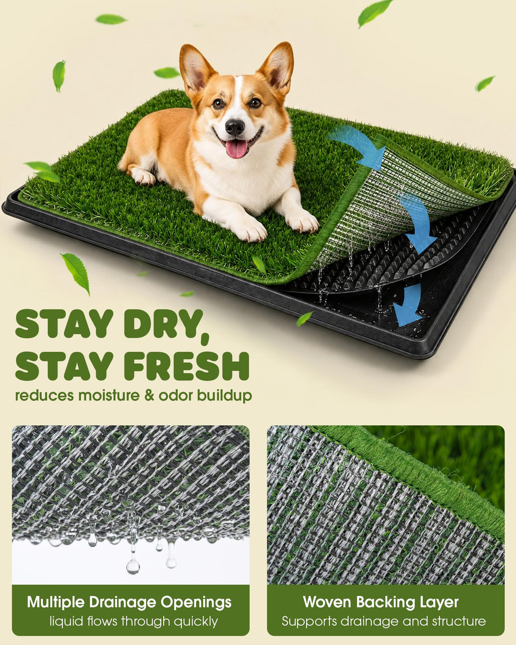 3 Layer Dog Grass Pad with Tray 30" x 20" D460299