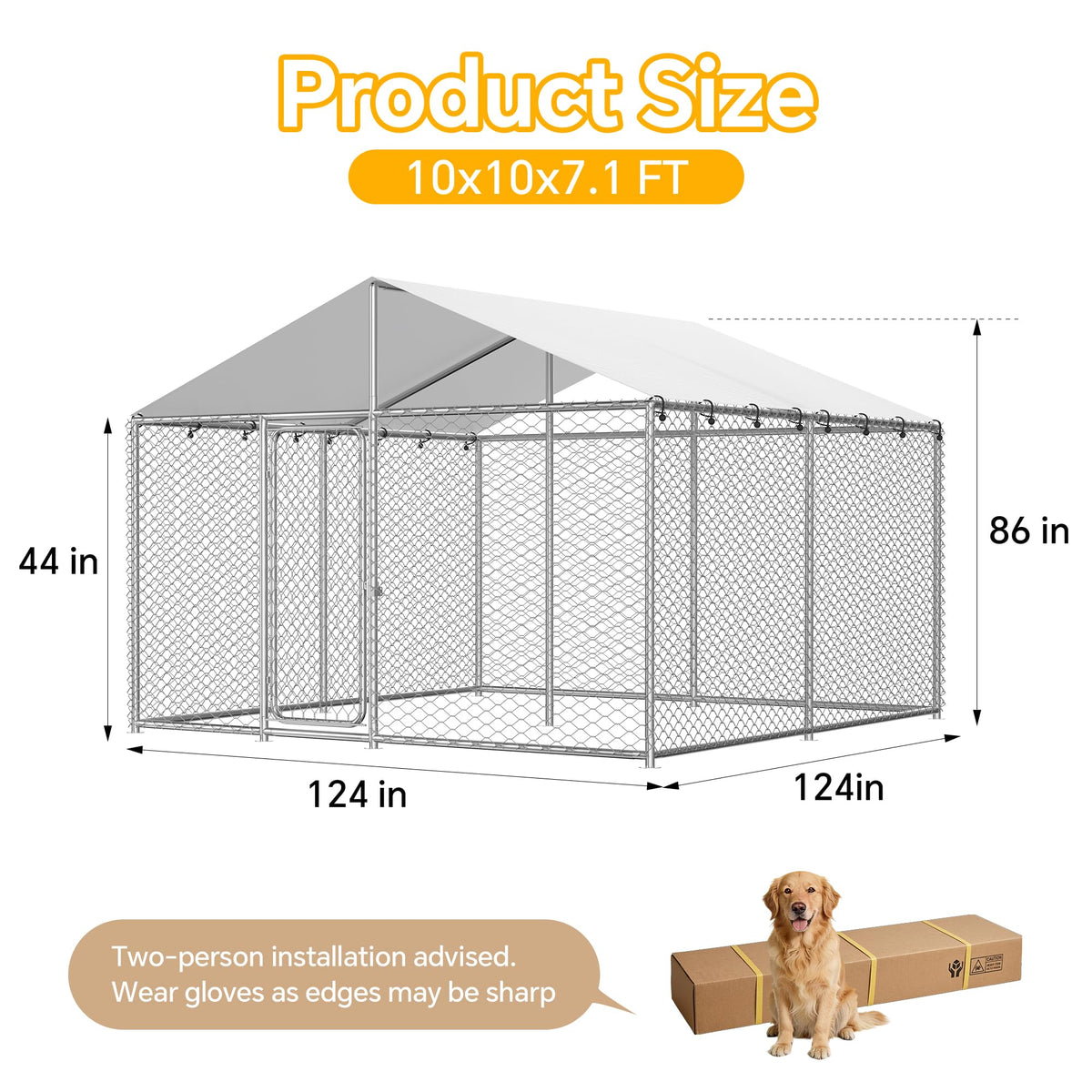 10x10FT Heavy Duty Outdoor Dog Kennel with Roof D117094