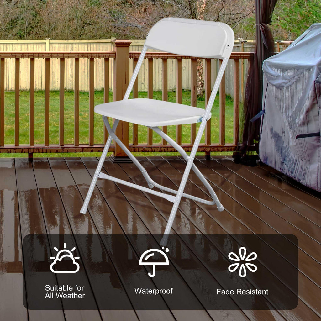 10 Pack White Plastic Folding Chairs with Steel Frame Q63319
