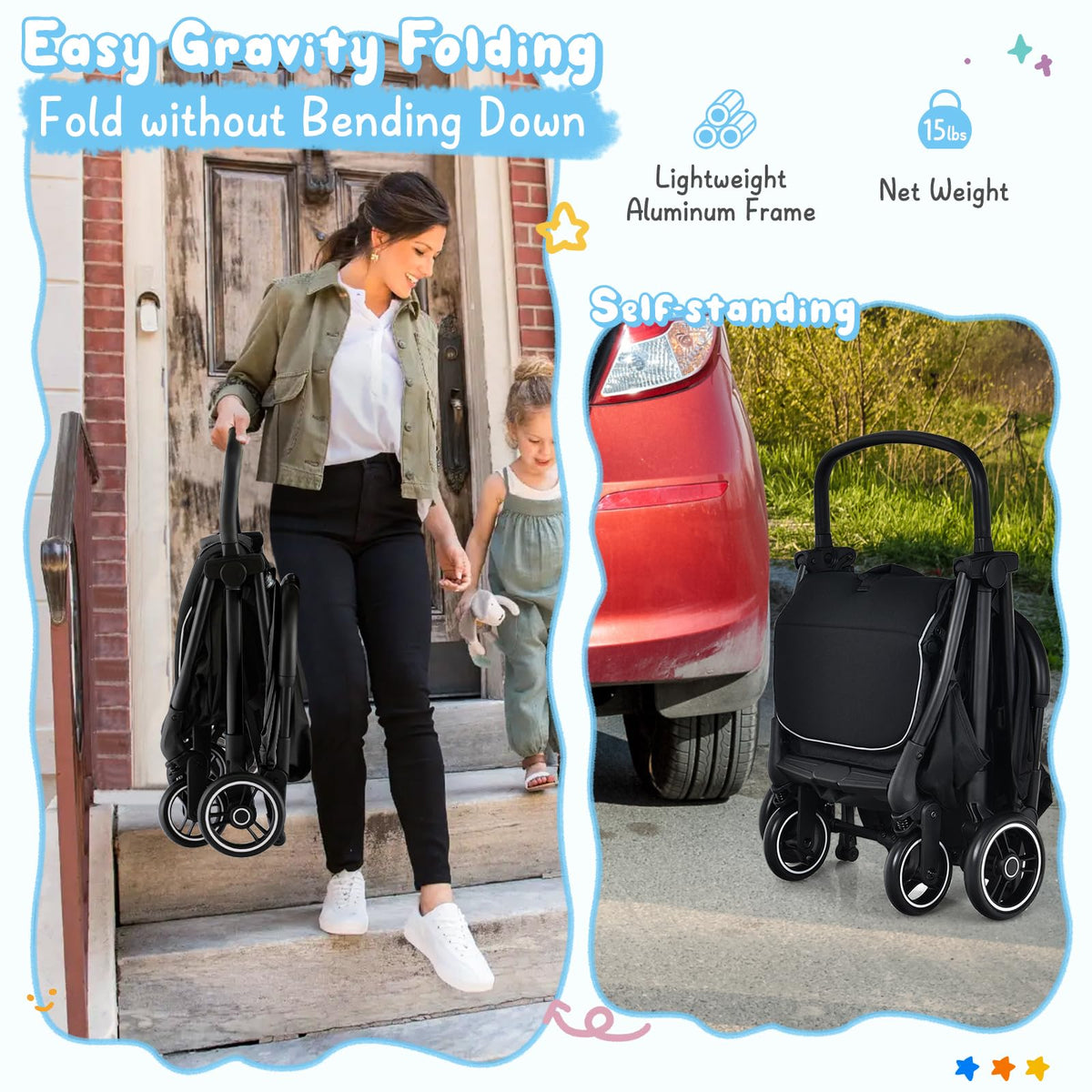 Lightweight Compact Baby Stroller with Canopy R714