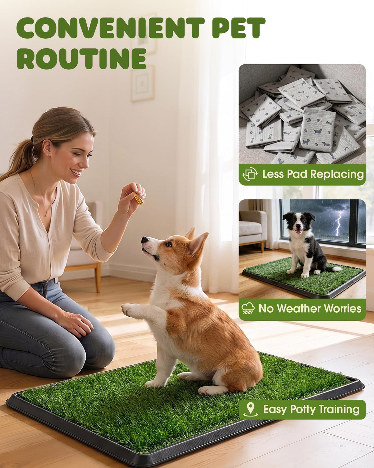 3 Layer Dog Grass Pad with Tray 30" x 20" D460299